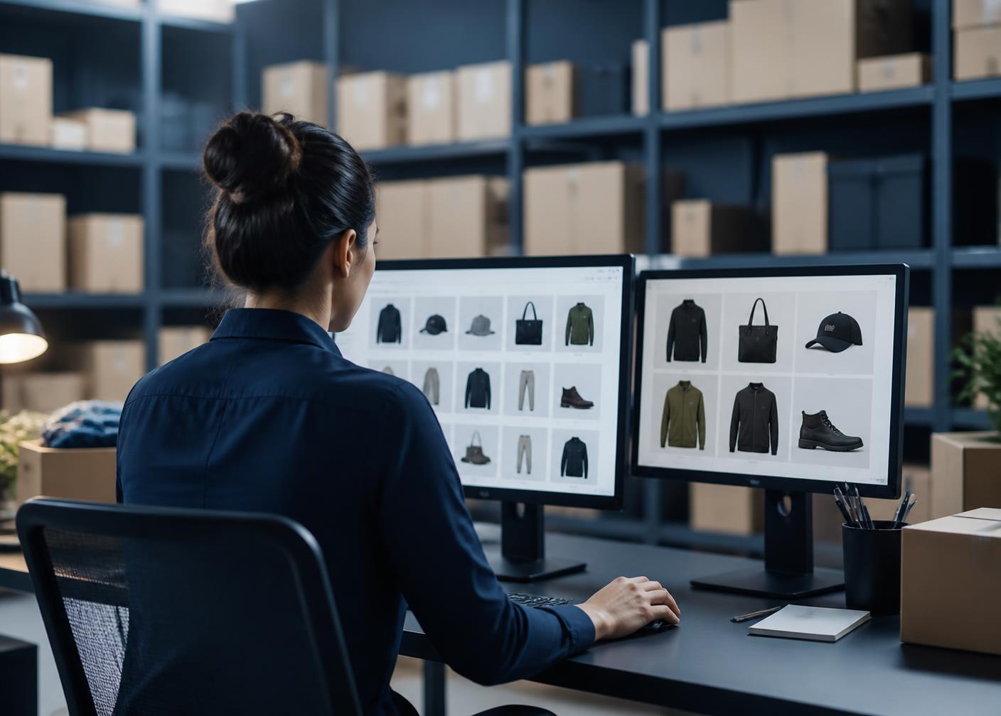 Gestión de catálogo de producto de un ecommerce en dos monitores
